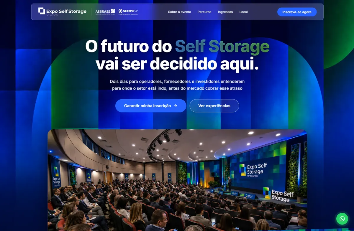 Site da Expo Self Storage, evento, feito por Jônatas Torres